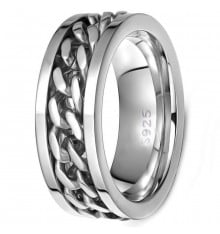 Men's Sterling Silver Chain Spinner Band Ring