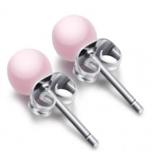 High Polished Pink Ceramic Round Ball Stud Earrings - pair