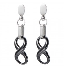 High Polished Black Ceramic Infinity Pendant Earrings - pair