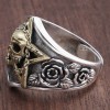 Men's Sterling Silver Skull Pentacle Open Signet Ring