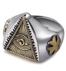 Men's Sterling Silver Eye of Providence Open Signet Ring