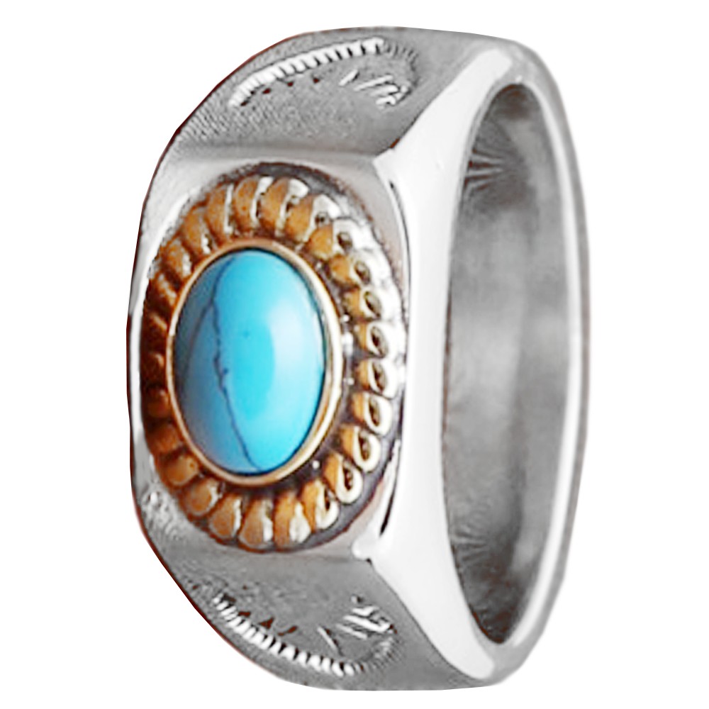Men's Sterling Silver Turquoise Stone Ring BijouxStore webid