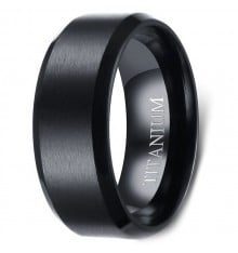 Men's Black Titanium Brushed Band Ring