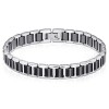 Bracelet femme ceramique noire maillons acier