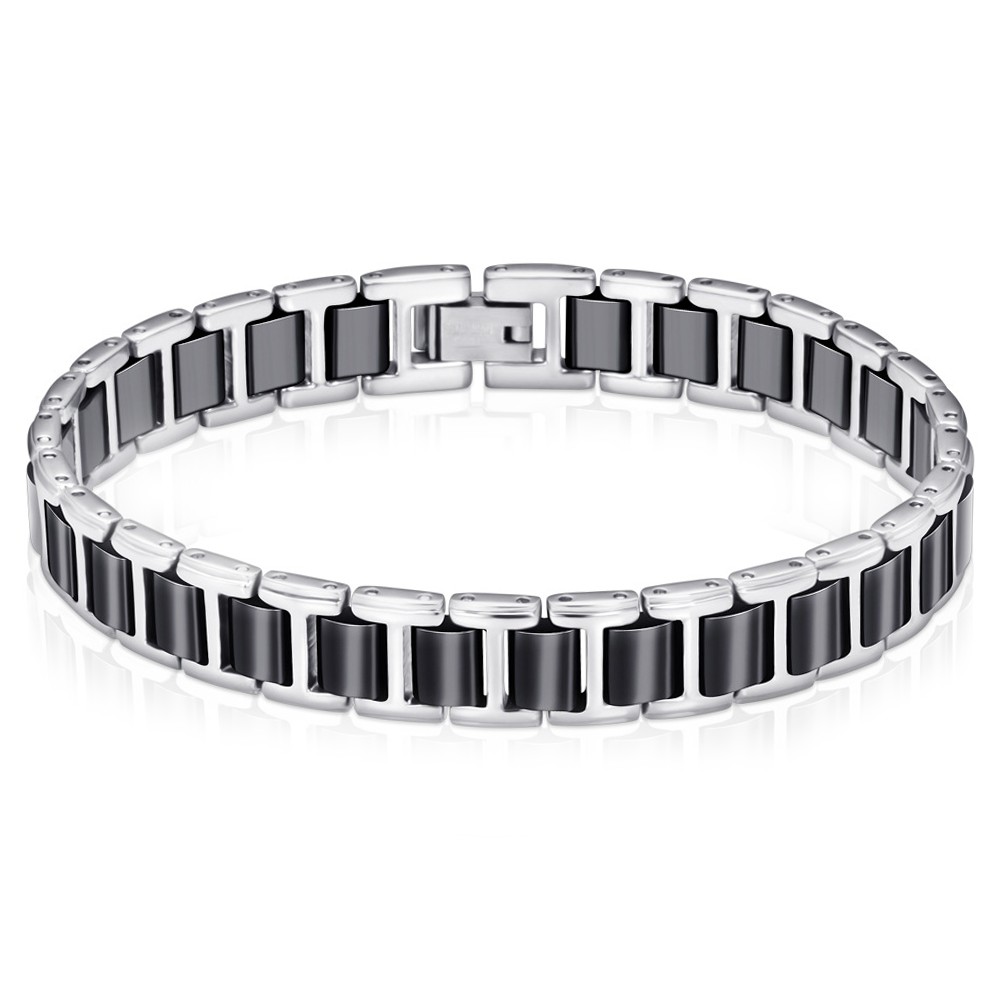 Women's Black Ceramic With Stainless Steel Links Bracelet BijouxStore