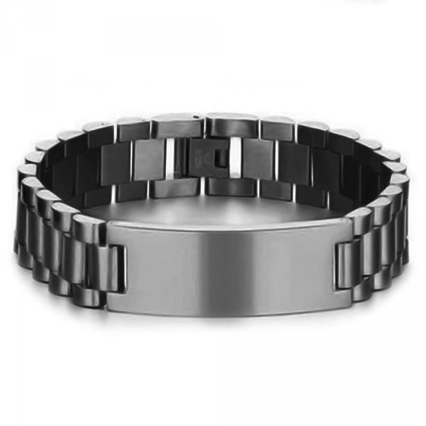Men's IP black Stainless Steel ID Personalised Bracelet BijouxStore