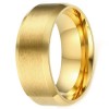 Bague anneau homme plaque or en acier mat brosse