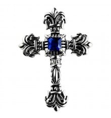 Men's Sterling Silver Celtic Cross Zirconia Inlay Pendant