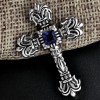 Men's Sterling Silver Celtic Cross Zirconia Inlay Pendant