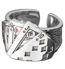 Men's Sterling Silver Poker Signet Open Ring