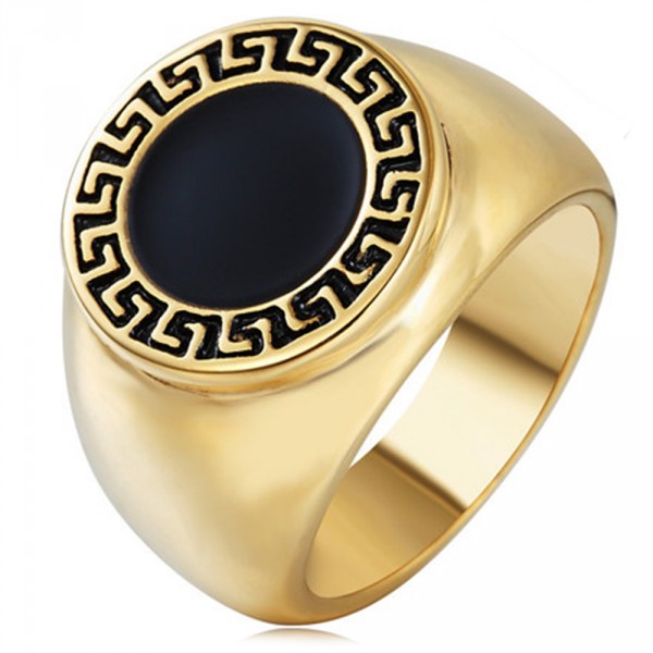 Women's Gold Plated Stainless Steel Zirconia Inlay Ring
