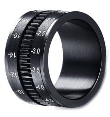 Men's Black Stainless Steel Spinner Band Ring