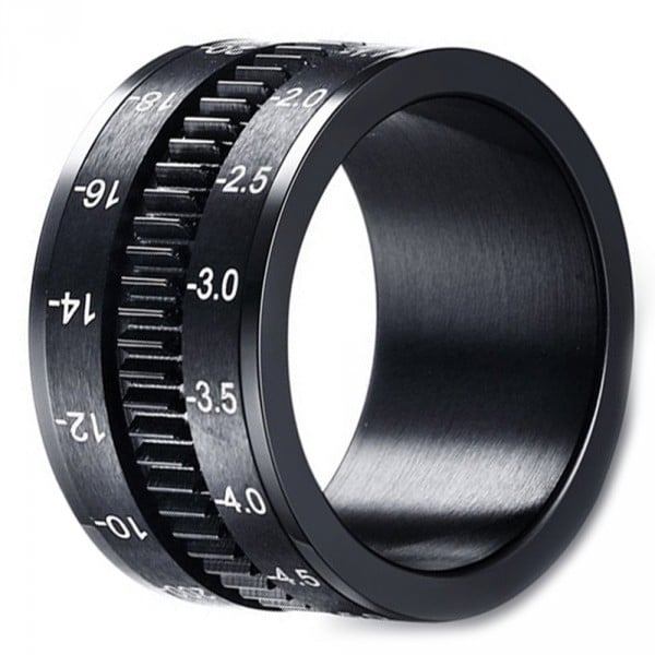 Men's Black Stainless Steel Spinner Band Ring