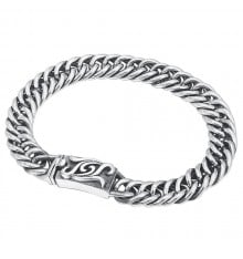 Men's Sterling Silver Braided Chain Celtic Biker Bracelet