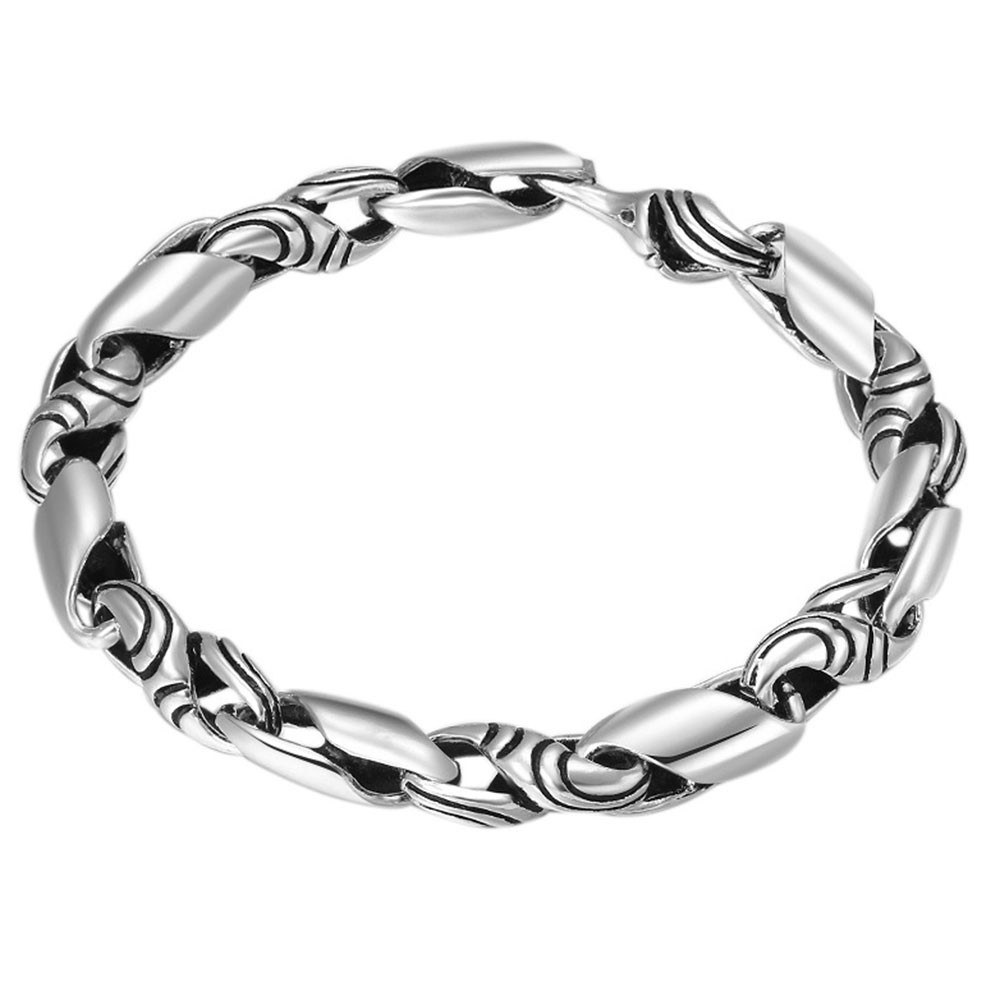 Men's Sterling Silver Anchor Biker Bracelet BijouxStore webid1643