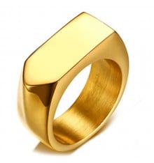 Men's Stainless Steel Gold Plated Signet Ring