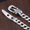 Men's Sterling Silver Chain Belt Buckle Biker Bracelet