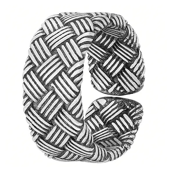 Men's Sterling Silver Braided Band Open Ring