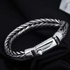 Bracelet homme argent massif maille tresse biker motard