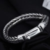 Men's sterling silver braided chain biker bracelet