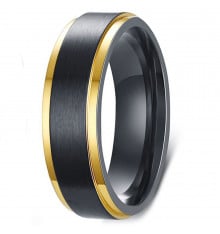 Men's Brushed Black Titanium Custom Engraving Ring