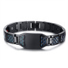 Bracelet homme acier aimante serti fibre de carbone grvure