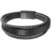 Men's Leather Bracelet 3 Cords With Stainless Steel Clasp