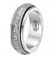 Men's Sterling Silver Anti stress Meander Ring