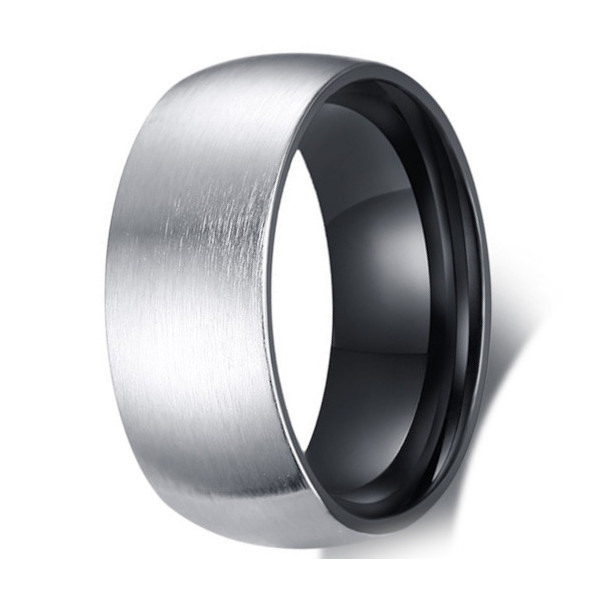 Men's Brushed Titanium Engraving Band Ring