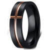 Men's Black Titanium grooved Cross Engraving Band Ring