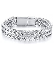 Men's Stainless Steel Braided Chain Bracelet Magnetic Clasp
