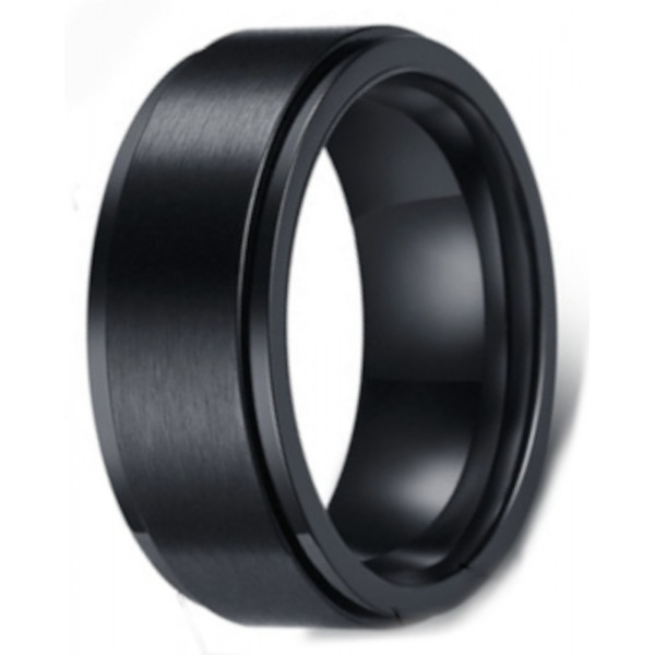 Men's Black Brushed Titanium Spinner Band Custom Ring