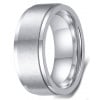 Men's Brushed Titanium Grooved Edge Custom Engraving Band Ring