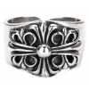 Men's Sterling Silver Adjustable Open Cross Fleur de lys Ring
