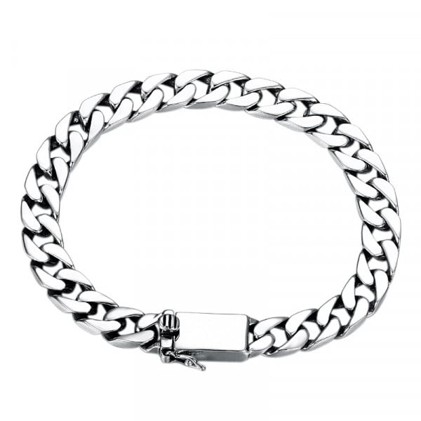 Men's Biker Sterling Silver Braided Chain Bracelet