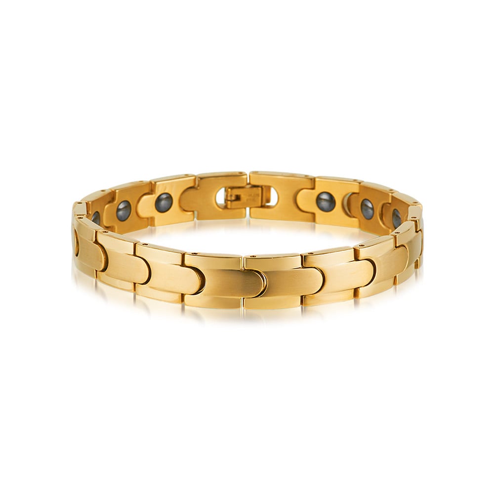 Bracelet homme plaque or chaine acier aimante
