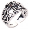 Men's Sterling Silver Adjustable Open Cross Ring