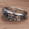 Men's Sterling Silver Adjustable Open Cross Ring