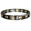 Bracelet homme ceramique noir magnetique 2ton plaque or