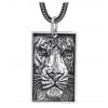 Pendentif homme argent plaque tete de tigre