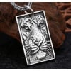 Pendentif homme argent plaque tete de tigre