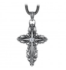 Men's Sterling Silver Zircon Cross Pendant