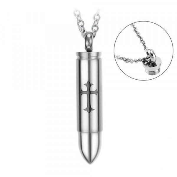 Pendentif homme acier balle motif croix finition polie