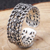 Men's Sterling Silver Adjustable Open Cross Ring