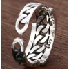 Anillo trenzado abierto doble cadena plata
