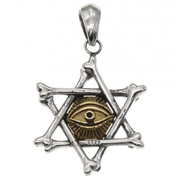 Pendentif homme argent etoile de david oeil de providence
