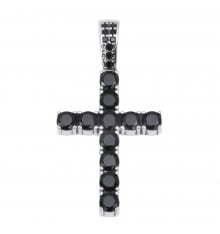 Men's Sterling Silver Cross Ziconia Inlay Pendant