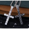 Men's Sterling Silver Cross Ziconia Inlay Pendant