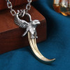 Pendentif homme argent corne dent canine aigle