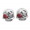 Men's Sterling Silver Skull Cubic Zirconia Red Eyes Inlay Earrings